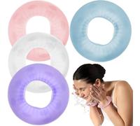 DRAFIDEEP Silicone Wrist Washbands 4 Pairs for Face Washing with Drip Prevention and Gentle Skin Care, Spa Wrist Bands for Women in White, Pink, Blue, and Purple