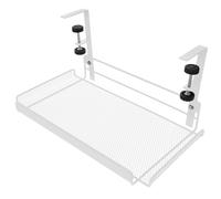 DRAFIDEEP White Iron under Desk Storage Organizer, Adjustable Clamp-on File Holder for Documents and Magazines, Quick Install Desk Basket for Bedroom and Dorm Room
