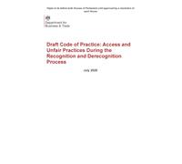 Draft Code of Practice: Access and Unfair Practices During the Recognition and Derecognition Process 06/07/2026