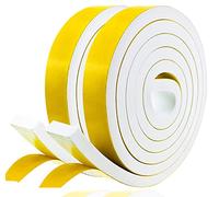 Draft Excluder Foam Seal Tape, 25mm(W) x 10mm(T) High Density Adhesive Foam Weather Strip Seal for Window and Door, 2 Rolls, Total 4M Long White