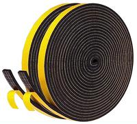 Draft Excluder Foam Seal Tape, 9mm(W) x 3mm(T) High Density Adhesive Foam Weather Strip Seal for Window and Door, 2 Rolls, Total 10M Long Black