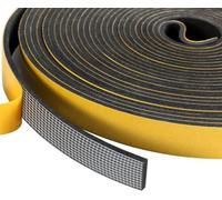 Draft Excluder for Door Window, 3 Rolls 12mm(W) x 3mm(T) Draught Excluder Foam Tape, Self Adhesive Weather Stripping Seal Insulation Tape, Total 15M Long, Black