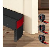 Draft Excluder for Doors,3PCS 39"/1M Self Adhesive Door Draft Excluder Strip for Bottom of Door,Silicone Under D-oor Draught Ex-cluder Seal Strip for Soundproofing and Insulatuion,Black 39" L x1.97 W