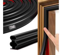 Draft Excluder Seal Strip Replacement 275 Inch/7 M Self-Adhesive Rubber Draught Excluder Weather Stripping for Door Frame Windows Soundproof Insulation Suit for 5 to 9mm Gap (Black, 7M)