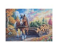 Draft Horse Pulls Timber Cart 300 Piece Jigsaw Puzzle for Adults Snow Day Activity Indoor Fun No Dust Pieces Great Gift for Neighbors 300 PCS