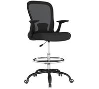 HomCom Mesh Draughtsman Chair – Ergonomic Drafting Chair – Black
