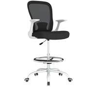 Homcom Mesh Draughtsman Chair, Ergonomic Drafting Chair In Black Black