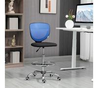 HOMCOM Vinsetto Draughtsman Chair, Tall Office Chair with Lumbar Support, Blue, Blue