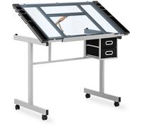 Drafting Desk 104 x 60 cm Tiltable Glass top - Computer Desks by Fromm & Starck Silver