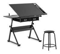 Drafting Desk 115 x 60 cm Tiltable and Height-adjustable With Stool - Computer Desks by Fromm & Starck Black