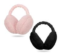 Draftor Women Earmuffs,2Pcs Winter Ear Muffs Adjustable Faux Fur Ear Warmer Warm Windproof Plush Earmuffs Foldable For Men Girl Thanksgiving