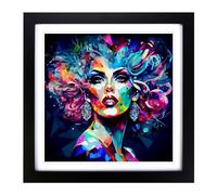 Drag Queen Abstract Art Framed Print | 18x18 Inch Black Framed Wall Art | Ready to Hang | Abstract Fantasy Picture | Living Room Bedroom Lounge Office