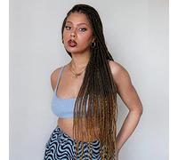 Drag Queen Black Ombre Medium Brown Lace Front Wig Afro America Handmade Box Braided Wigs Synthetic Braids Long Hair Cosplay Wigs for Women