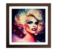 Drag Queen Digital Art Framed Print | 18x18 Inch Walnut Framed Wall Art | Ready to Hang | Modern Nature Picture | Living Room Bedroom Lounge Office