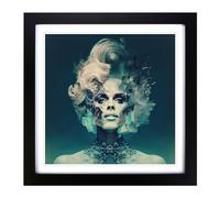 Drag Queen Double Exposure Framed Wall Art Print, Ready to Hang Picture for Living Room Bedroom Home Office, Black 18 x 18 Inch (45 x 45 cm)