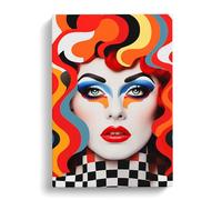 Drag Queen Op Art Canvas Print | Gallery Wrapped 30mm Frame Wall Art | 30x20 inches | Ready to Hang | Contemporary People Picture | Living Room Bedroom Lounge Office