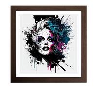 Drag Queen Splatter Art Framed Print | 18x18 Inch Walnut Framed Wall Art | Ready to Hang | Modern Nature Picture | Living Room Bedroom Lounge Office