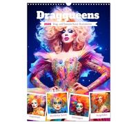 Drag queens. Drag and travesty art. Illustrations UK-Version (Wall Calendar 2026 DIN A3 Portrait), CALVENDO 12 Month Wall Calendar