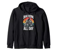 Drag Racing All Day Motorcycle Street Race Zip Hoodie