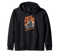 Drag Racing Mode Activated Motorcycle Biker Zip Hoodie