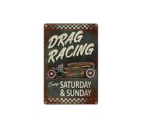 Drag Racing Poster Theme 8x12 Inch Metal Tin Sign Wall Decor Kitchen Garage Bar Home