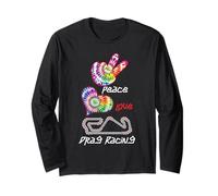 Drag Racing Race Car Girl Retro Tie Dye Peace Love Drag Long Sleeve T-Shirt