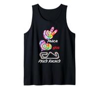 Drag Racing Race Car Girl Retro Tie Dye Peace Love Drag Tank Top
