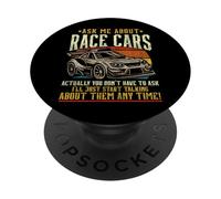 Drag Racing Race Car Retro Vintage Ask Me About Race Cars PopSockets Adhesive PopGrip