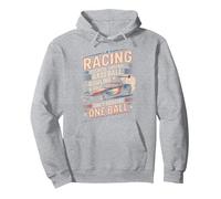 Drag Racing Race Car Vintage Retro Racing Because Football, Pullover Hoodie, Adult Unisex, Heather Grey, Medium