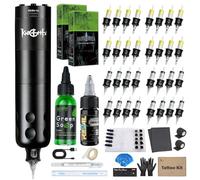 Dragoart Knight2Pro Tattoo Kit, Professional 10,000 RPM Tattoo Gun, 8H-Work No Overheating Tattoo Pen, USA Black Ink for Lining Shading, 32* Top-Notch 316 Cartridge Needles, Direct Skin Tattooing