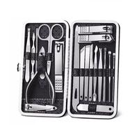Dragodirect 19-Piece Stainless Steel Manicure and Pedicure Kit Professional Grooming - One Size - Black
