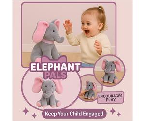 Dragodirect Interactive Musical Elephant Plush 30cm P Boo Stuffed Toy for Kids - One Size - Pink & Grey - 3+