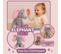 Dragodirect Musical Peek-A-Boo Elephant Plush - Interactive Singing Stuffed Toy for Children 30cm in Grey Dragodirect Grey