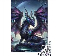 Dragon 1000 Pc Eco-Friendly Paper Dark Dragon Puzzle Adult Hobbyists Portable Mind Decompression Hours Fun 38x26cm/1000pcs