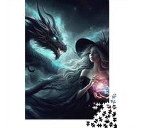 Dragon 1000 Pc Thickened Paper Black Dragon & Witch Puzzle Grown-Ups Relaxation Hobby Easy Store Engaging Teaser 52x38cm/1000pcs