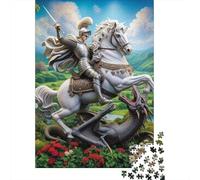 Dragon 1000 Piece Jigsaw Knight Dragon Puzzle Stressful Workers Anxiety Relief Cognitive Training Leisure Activity 52x38cm/1000pcs