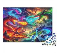 Dragon 1000 Piece Jigsaw Puzzle Battle Flame Premium Thick Cardboard Precision-cut Interlocking Pieces 38x26cm/1000pcs