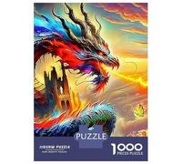 Dragon 1000-Piece Premium Cardboard Rainbow Dragon Adult Jigsaws, Stress Relief, Home Activity & Gift, Challenging Game for Family Nights & Holidays 52x38cm/1000pcs