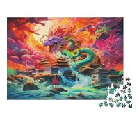 Dragon 1000 Piece Puzzle Temple Traditional Vivid Colors Precision-cut Premium Cardboard for Beginners 52x38cm/1000pcs