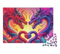 Dragon 1000 Piece Puzzles Beautiful View Twin Flame Dragons Decoration Puzzle Educational Game for Men And Women Challenging Jigsaw Jigsaw Puzzles for Adults 38x26cm/1000pcs