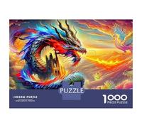 Dragon 1000 Piece Recycled Cardboard Rainbow Dragon Jigsaw Bundle, Family Stress Relief, Personalised Gift, Wall Decor & Holiday Fun 52x38cm/1000pcs
