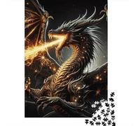 Dragon 1000 Piece Thickened Paper Gold Breath Dragon Puzzle Adults Relaxation Hobby Engaging Brain Teaser Easy to Store 52x38cm/1000pcs