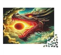 Dragon 1000 Pieces Jigsaw Puzzle Eclipse Fierce Impossible Puzzle Interlocking Pieces Recycled Cardboard for Advanced Puzzlers Creativity Gift 52x38cm/1000pcs