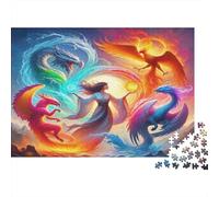 Dragon 1000 Pieces Jigsaw Puzzle Element Swirl Precision-cut Framable Detailed Artwork Thick Premium Cardboard for Family 52x38cm/1000pcs