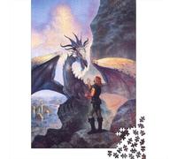 Dragon 1000 Pieces Jigsaw Puzzle for Adults - Cool Premium Wooden Difficult Puzzles, Family Game Night Gift, Wall Art Home Decor, Relaxing Therapy Toy 1000pcs (75x50cm)