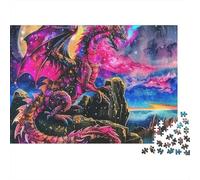 Dragon 1000 Pieces Puzzles Beautiful View Cosmic Mountain Dragon Home Decoration Educational Game for Men And Women Challenging Jigsaw Jigsaw Puzzles for Adults 52x38cm/1000pcs