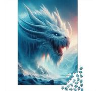 Dragon 1000 Pieces Recycled Jigsaw Blue Sea Dragon Puzzle Stressful Workers Anxiety Relief Home Wall Art Cognitive Training 38x26cm/1000pcs