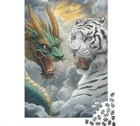 Dragon 1000 Pieces Thickened Jigsaw Dragon Vs Tiger Puzzle Grown-Ups Easy Store Relaxation Hobby Teaser 70x50cm/1000pcs