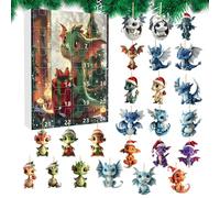 Dragon 2024-24 Day Countdown Dragon Pendant | 2D Acrylic Dinosaur Christmas Tree Decoration | Hanging Ornament For Kids, Boys, Girls & Teens