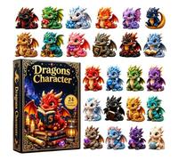 Dragon 2026, 24 Daily Ornament Reveals For Desks | A Single Box Holds 24 Flat Acrylic Dragon Inserts Arranged As A Complete Daily Holiday Countdown Display